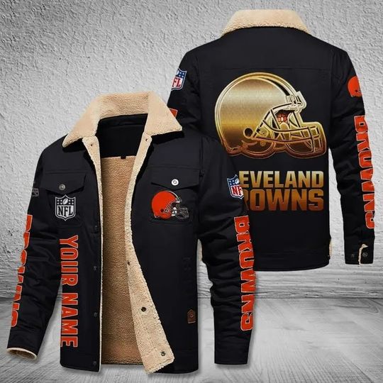 Cleveland Browns New Personalized Winter Fleece Bomber Jacket