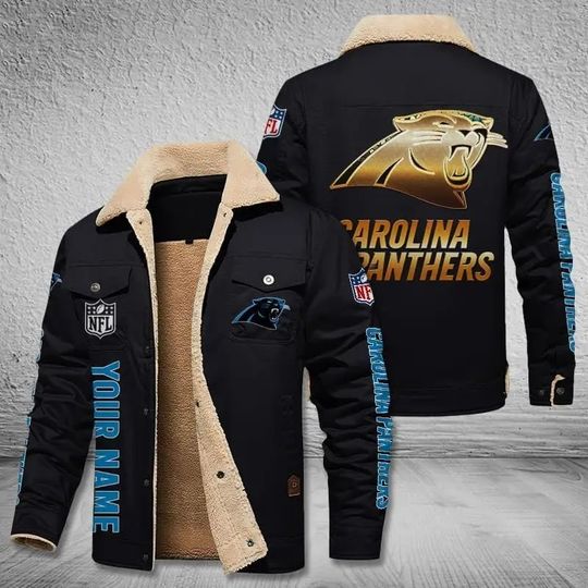Carolina Panthers New Personalized Winter Fleece Bomber Jacket