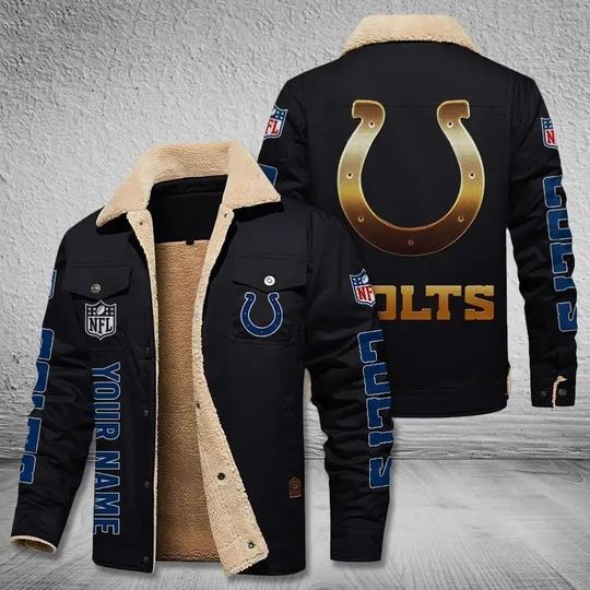 Indianapolis Colts New Personalized Winter Fleece Bomber Jacket
