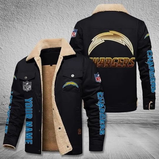 Los Angeles Chargers New Personalized Winter Fleece Bomber Jacket