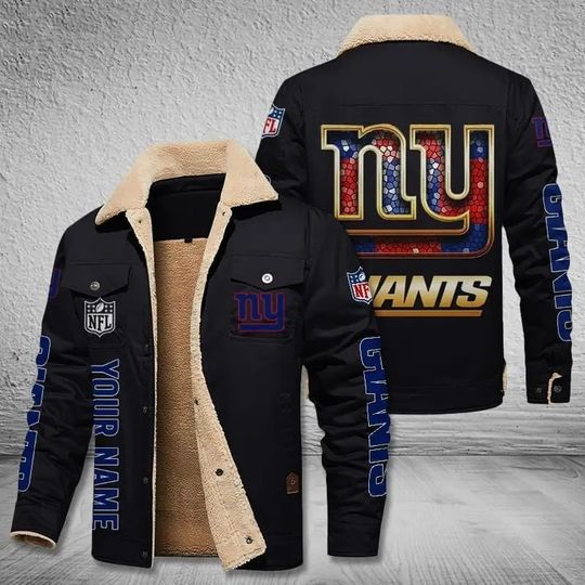 New York Giants New Personalized Winter Fleece Bomber Jacket
