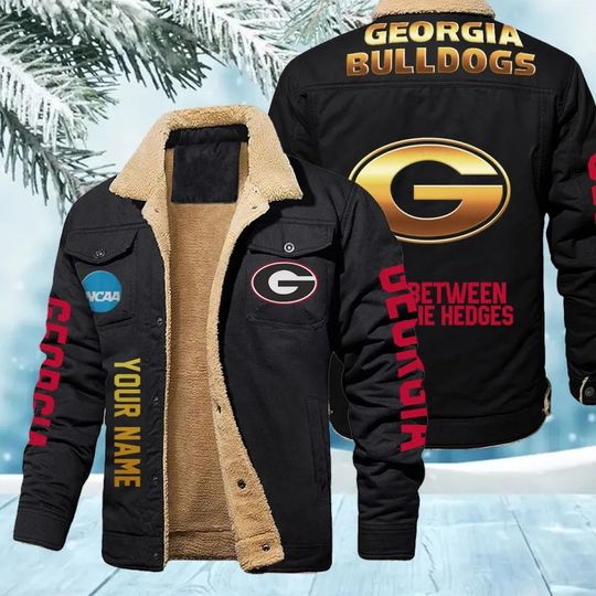 GA bulldogs New Personalized Winter Fleece Bomber Jacket