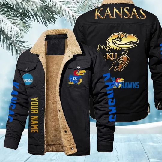 Kansas Jayhawks New Personalized Winter Fleece Bomber Jacket