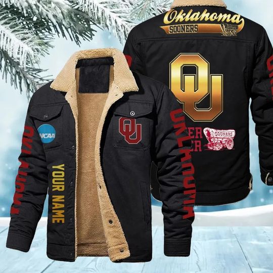 Oklahoma Sooners New Personalized Winter Fleece Bomber Jacket