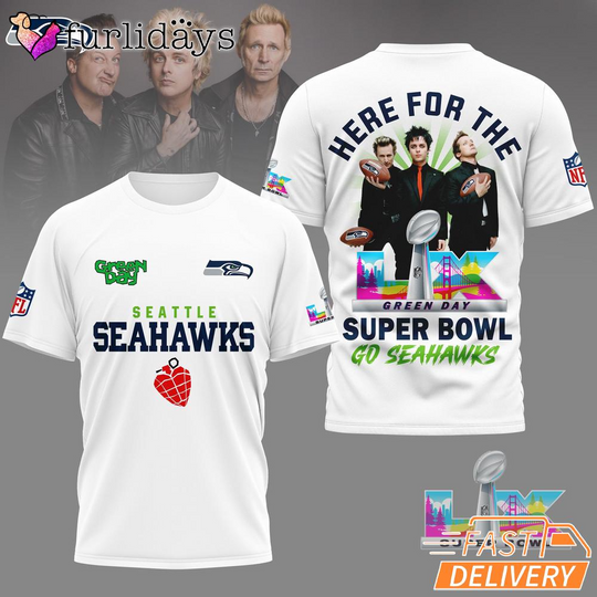 Discover Seattle Seahawks Here For The Green Day Super Bowl LX 3D T-Shirt