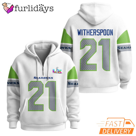 Seattle Seahawks Super Bowl Dreams 21 White Quarter Zip Waffle Hoodie