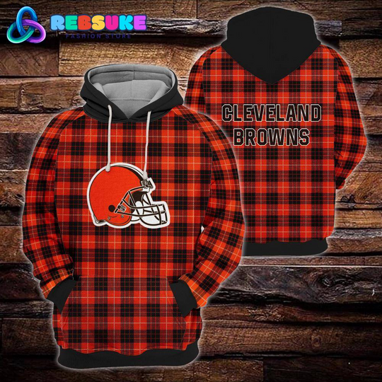 Cleveland Browns football Plaid Hoodie
