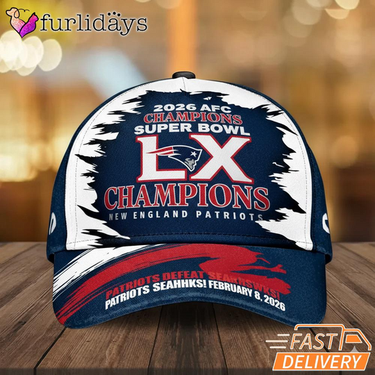 New England Patriots 2026 Super Bowl LX Champions Graphic Cap