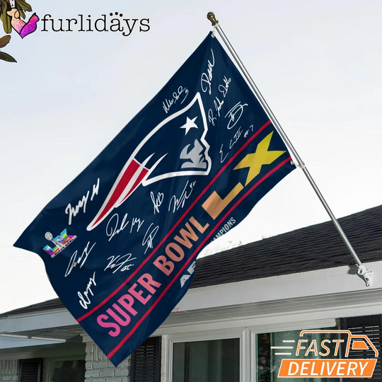 New England Patriots Super Bowl Champions Signature Logo House Flag