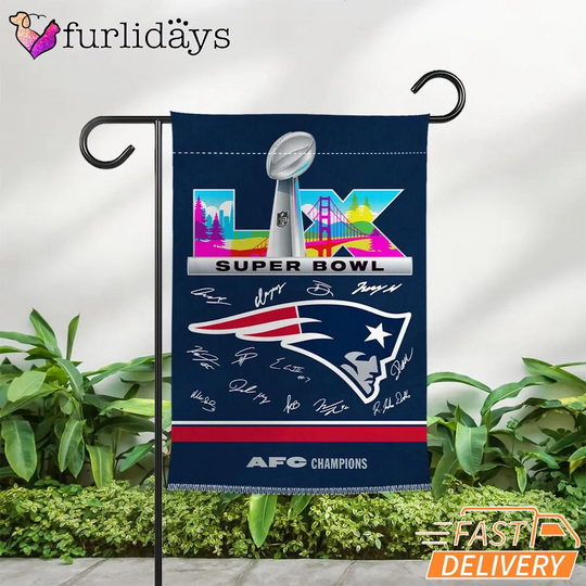 New England Patriots Super Bowl LVIII Lombardi Trophy Garden Flag