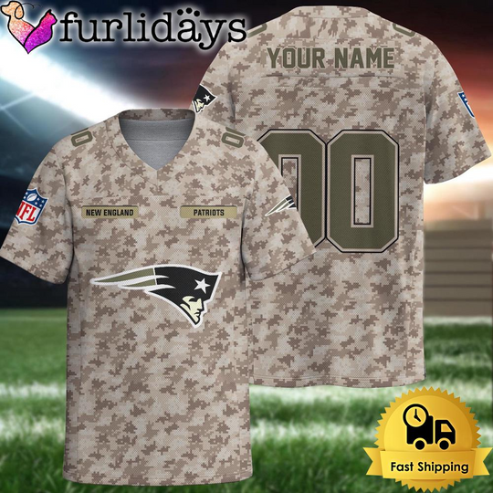 football New England Patriots Military Appreciation Day Custom Football Jersey