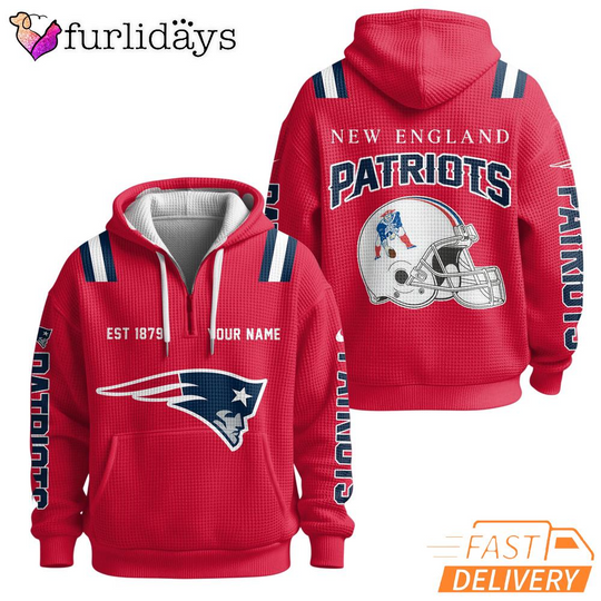 Super Bowl Player New England Patriots Red Quarter Zip Waffle Hoodie