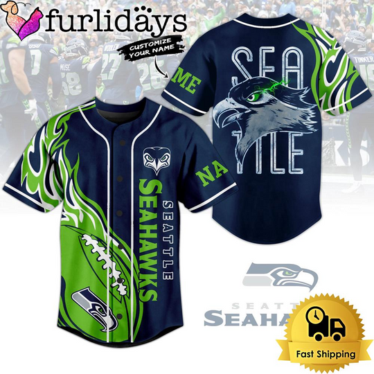 Personalized football Seattle Seahawks Sea Tile Baseball Jersey