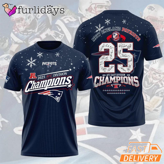 Discover New England Patriots 25 AFC Champions Snow Edition Graphic T Shirt