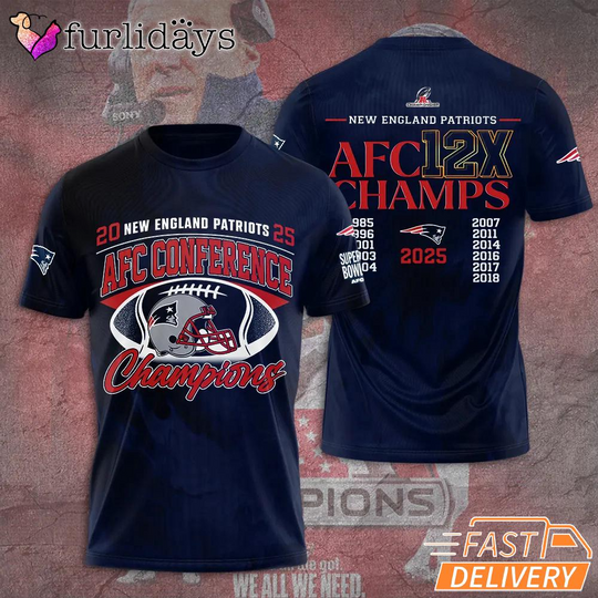 Discover New England Patriots AFC 12X Champs Legacy Graphic T Shirt