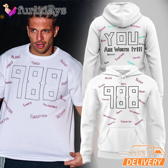 Discover New England Patriots Mack Hollins 988 Suicide Prevention White Hoodie