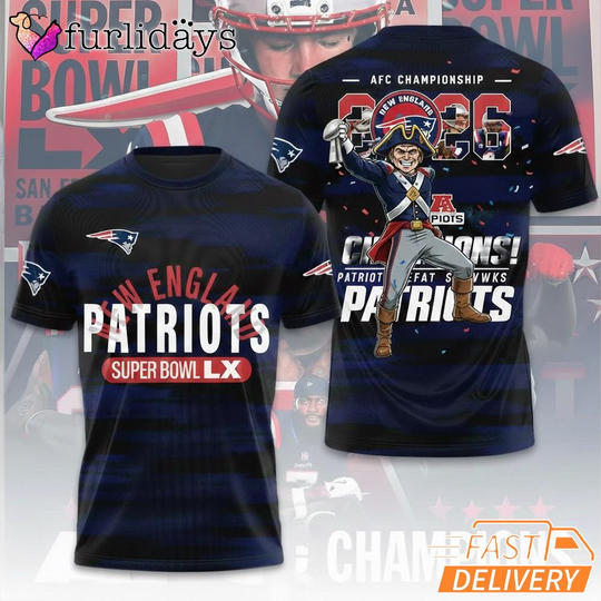 New England Patriots Super Bowl LX Champions Celebration Graphic T Shirt