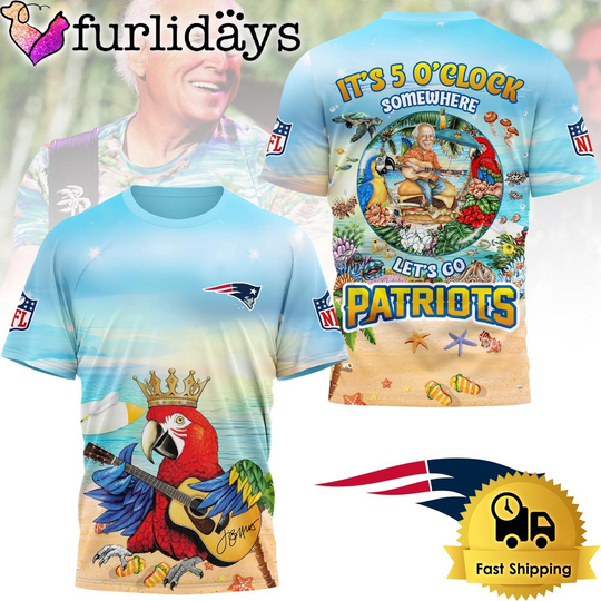 football New England Patriots Jimmy Buffett It's 5 O'clock Somewhere 3D Shirt