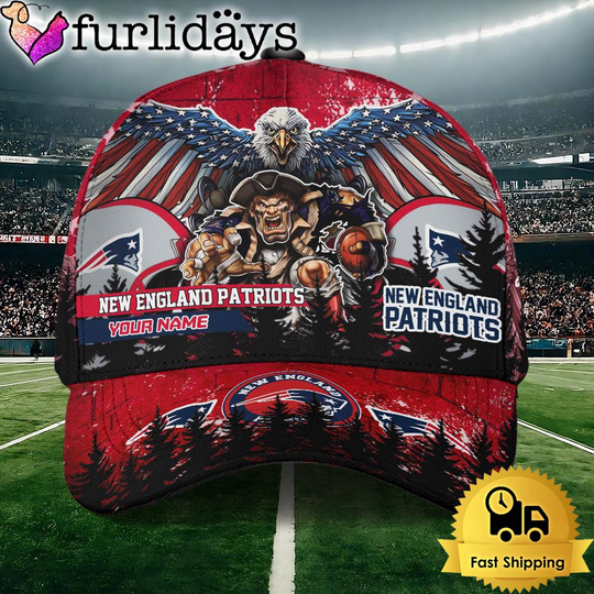 football New England Patriots Mascot Logo Custom Name Baseball Cap