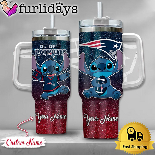 football New England Patriots Stitch Glitter Custom 40oz Tumbler