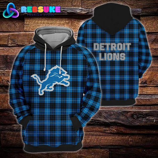 Detroit Lions football Plaid Hoodie