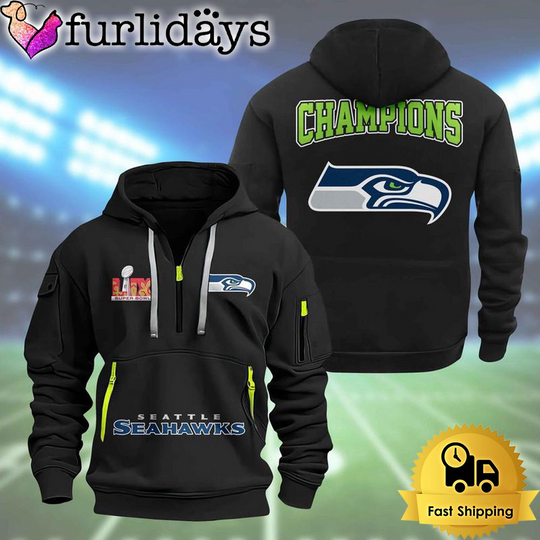 football Seattle Seahawks Super Bowl LIX Design Limited Edition 2D Quarter Zip Hoodie