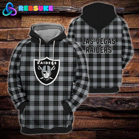 Las Vegas Raiders football Plaid Hoodie