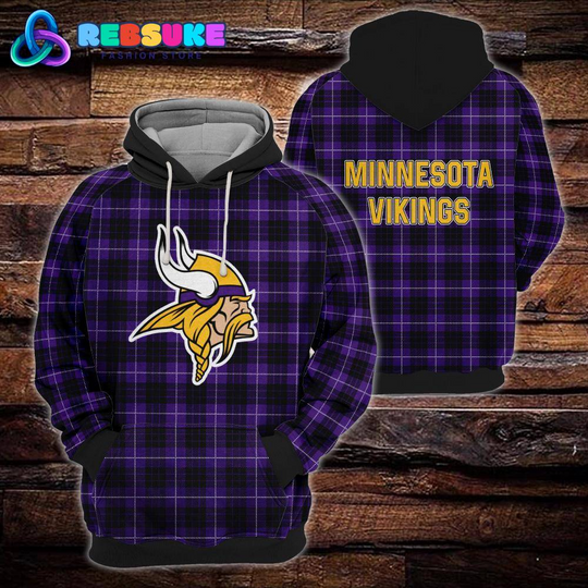 Minnesota Vikings football Plaid Hoodie