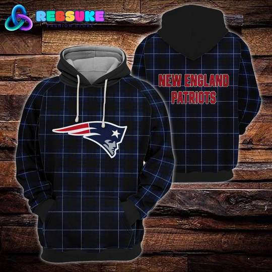 New England Patriots football Plaid Hoodie