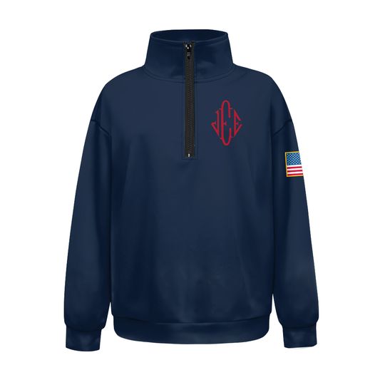 Jeffrey Epstein Quarter Zip Navy Blue Sweatshirt