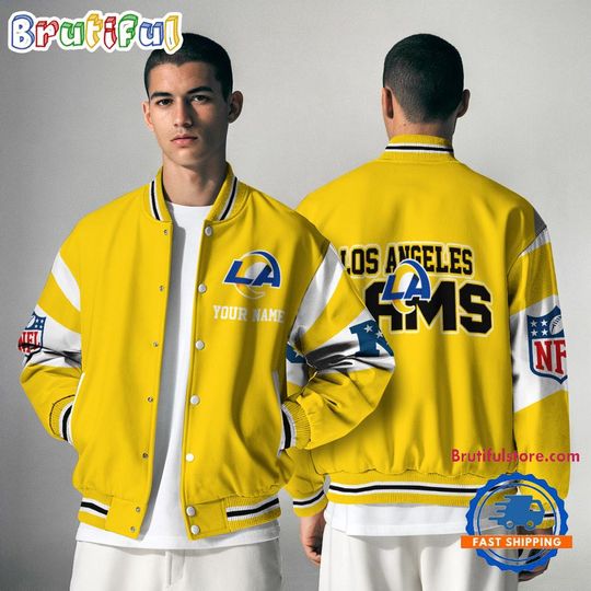 Discover Los Angeles Rams National Football Conference Baseball Jacket