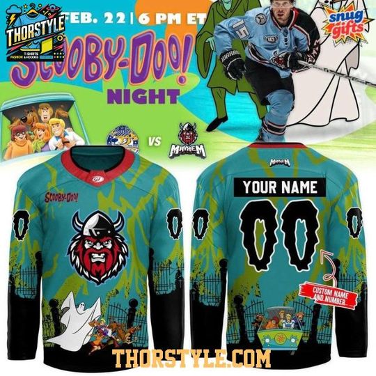 Macon Mayhem Scooby-Doo 2026 Night Personalized Hockey Jersey