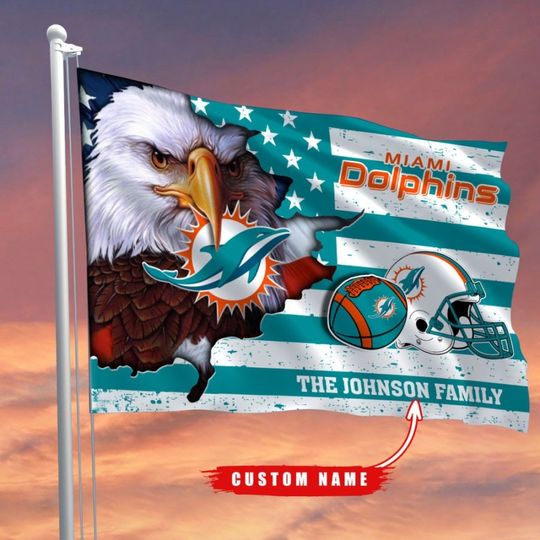 Miami Dolphins House Flag -Custom Name