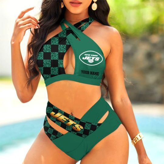 New York Jets Women’s Crisscross Swimsuit, Gift For Fan