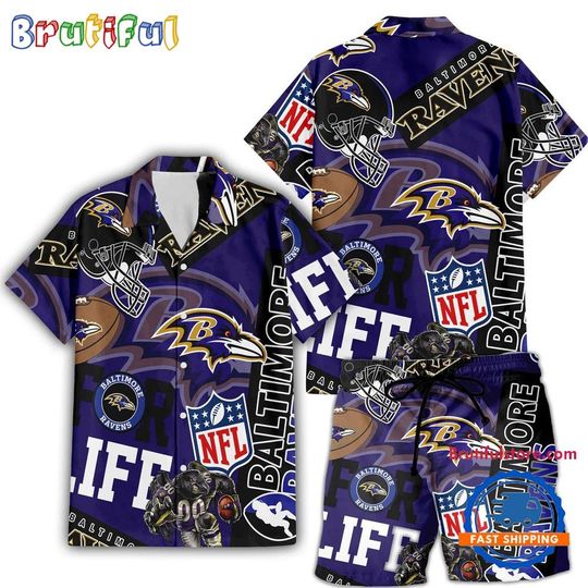 Baltimore Ravens For Life Hawaiian Shirt And Shorts