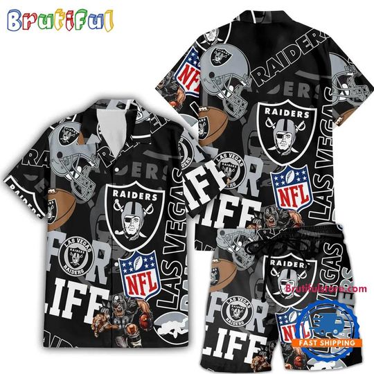 Las Vegas Raiders For Life Hawaiian Shirt And Shorts