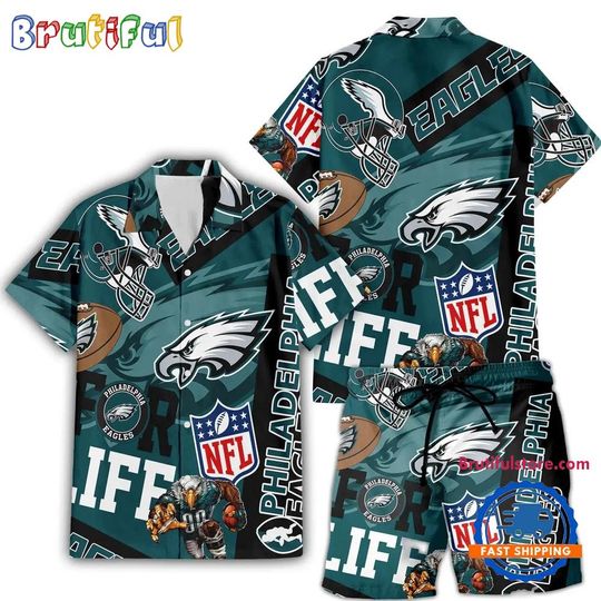Discover Philadelphia Eagles For Life Hawaiian Shirt And Shorts