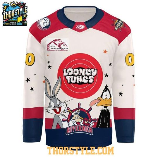 Peoria Rivermen Looney Tunes 2026 Night Personalized Hockey Jersey