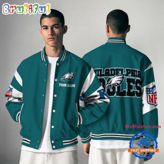 Discover Philadelphia Eagles National Football Conference Baseball Jacket