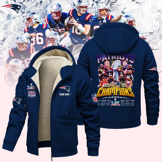 New Eangland Patroits Super Bowl 2026 Fleece Zip Hoodie