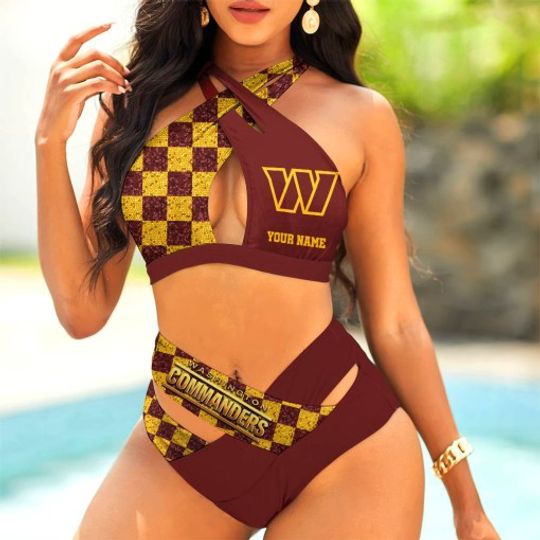 Discover Washington Commanders Women’s Crisscross Swimsuit, Gift For Fan