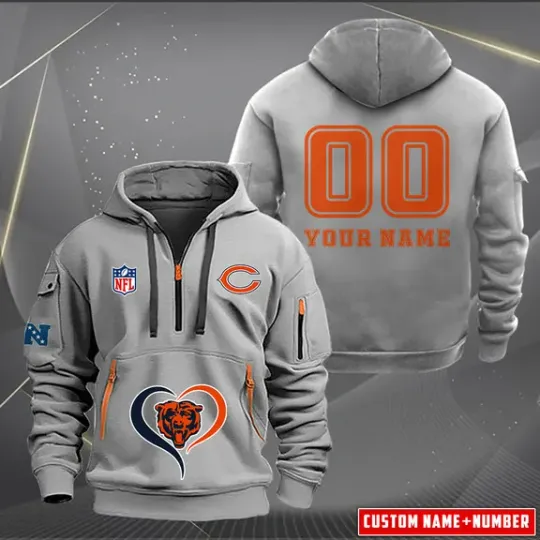 Chicago Bears Quarter Zip Hoodie, Tactical Hoodie