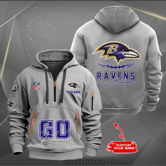 Baltimore Ravens Quarter Zip Hoodie, Tactical Hoodie