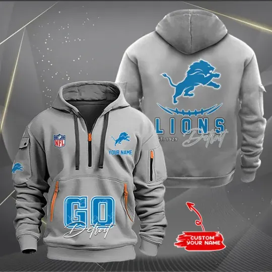 Detroit Lions Quarter Zip Hoodie, Tactical Hoodie