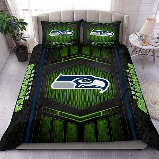 Seattle Seahawks Personalized Bedding Set, Gift For Fan