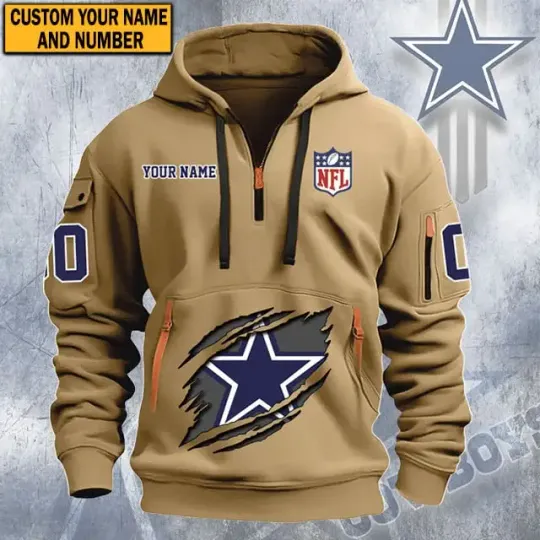 Dallas Cowboys Quarter Zip Hoodie, Tactical Hoodie