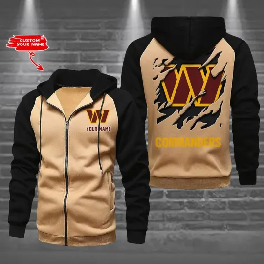 Washington Commanders Men's Raglan Full Zip Hoodie American Football Team Zip Hoodie Gift For Fan
