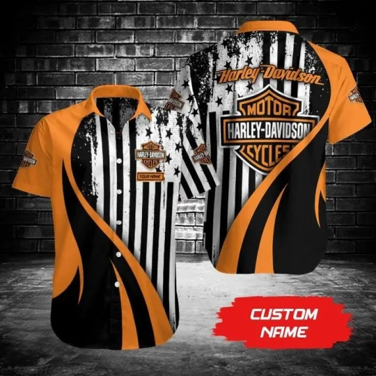 Discover Personalized Harley Motor Racing Davidson Casual Button Down Shirt