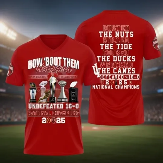 Discover Indiana Hoosiers Big Ten Championship 2026 V-Neck T-Shirt