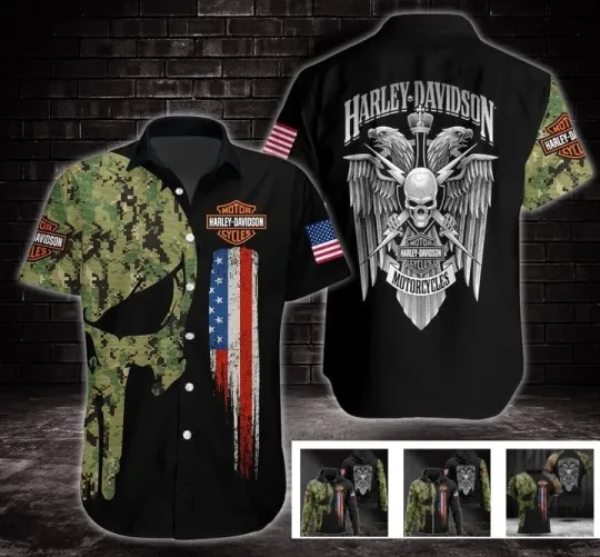Discover Harley Motor Racing Davidson Casual Button Down Shirt